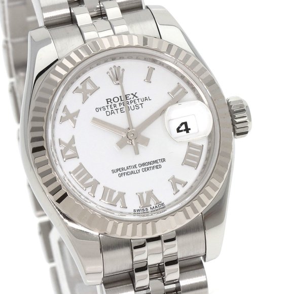 Rolex 179174 Datejust White Roman Watch Stainless Steel/SS/K18WG Ladies ROLEX - Picture 4 of 11